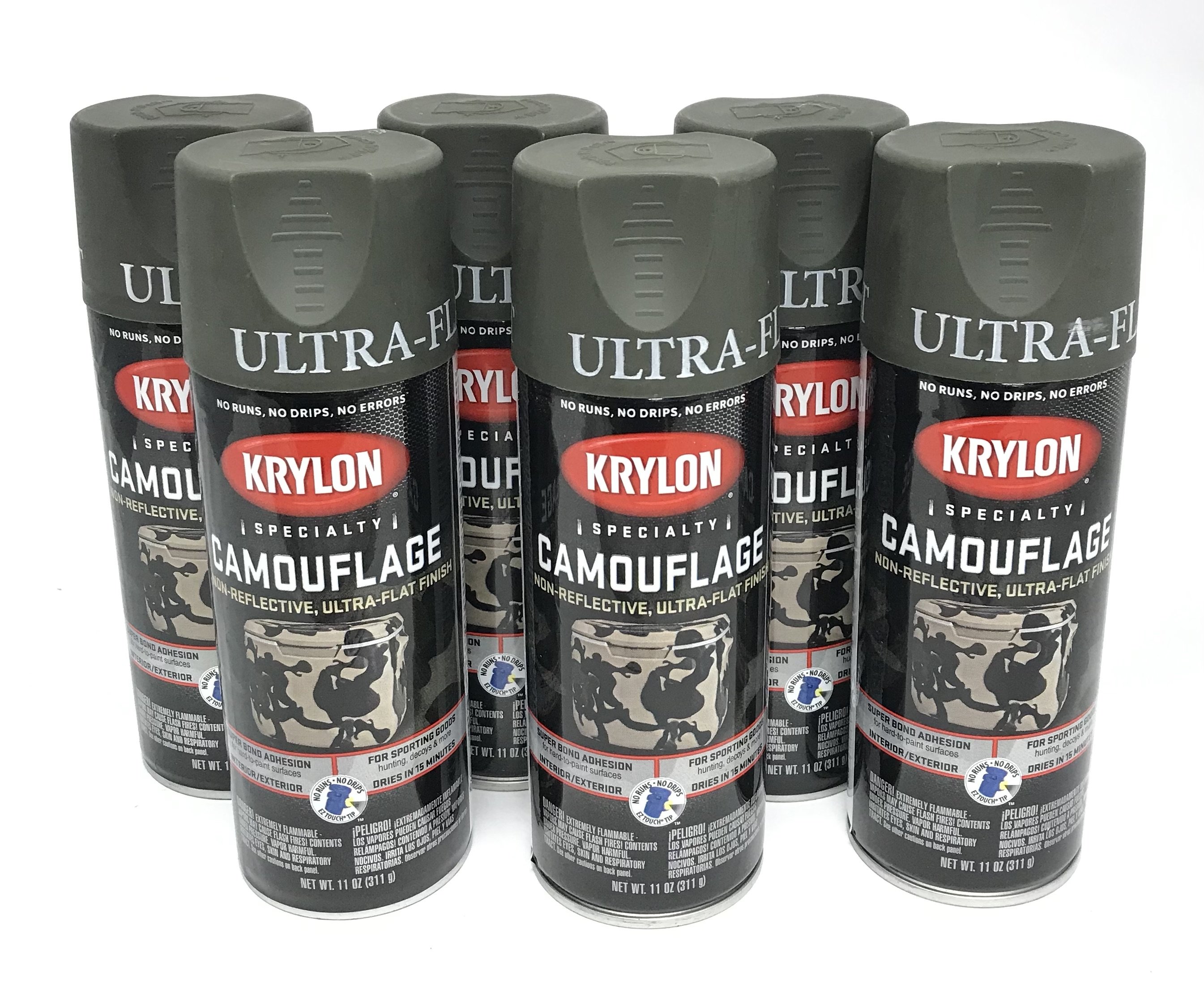 KRYLON 4293-6 PACK OLIVE Camouflage Non-Reflective Ultra-Flat Finish Spray  Paint- 11 oz Aerosol